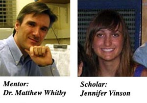 Photographs of mentor Mathew Whitby and scholar Jennifer Vinson