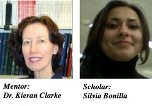 Photographs of mentor Kieran Clarke and scholar Silvia Bonilla