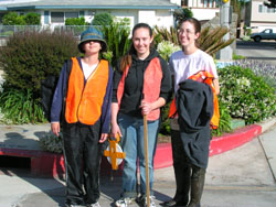 Picture of Cory, Sarah and Erin returning from the field
